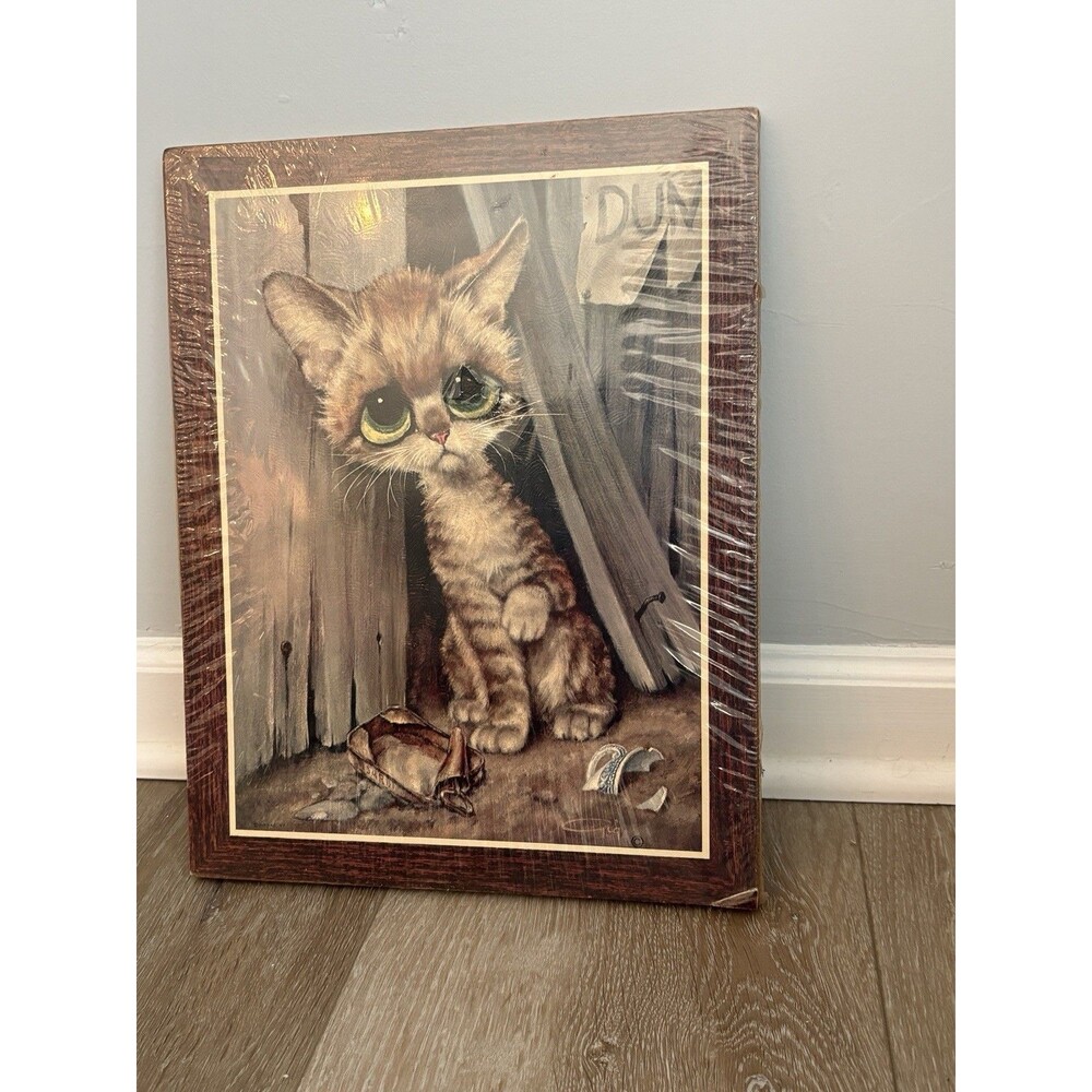 Vintage GIG Big Eye Cat Print 11x14 Pity Kitty Sad Kitten 1960s 1970s MCM